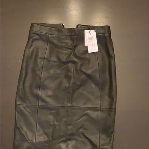 Black leather pencil skirt